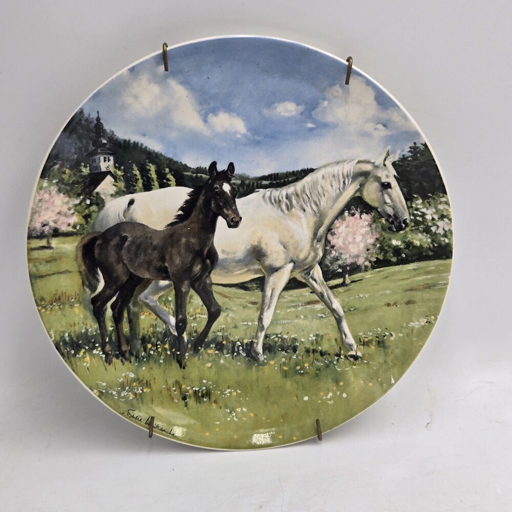 Vintage Spode 1988 Austrian Lipizzaner Horse Foal Collector Plate 8.5" Susie Whi